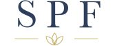 Logo de l'organisme Secourisme Prévention Formation avec lettres bleu marine et emblème lotus doré.